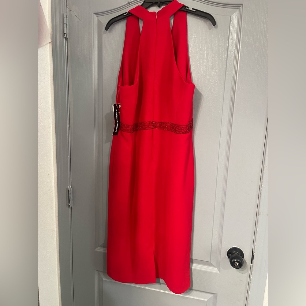 Donna Morgan Red Halter Sheath Dress - Picture 2 of 6